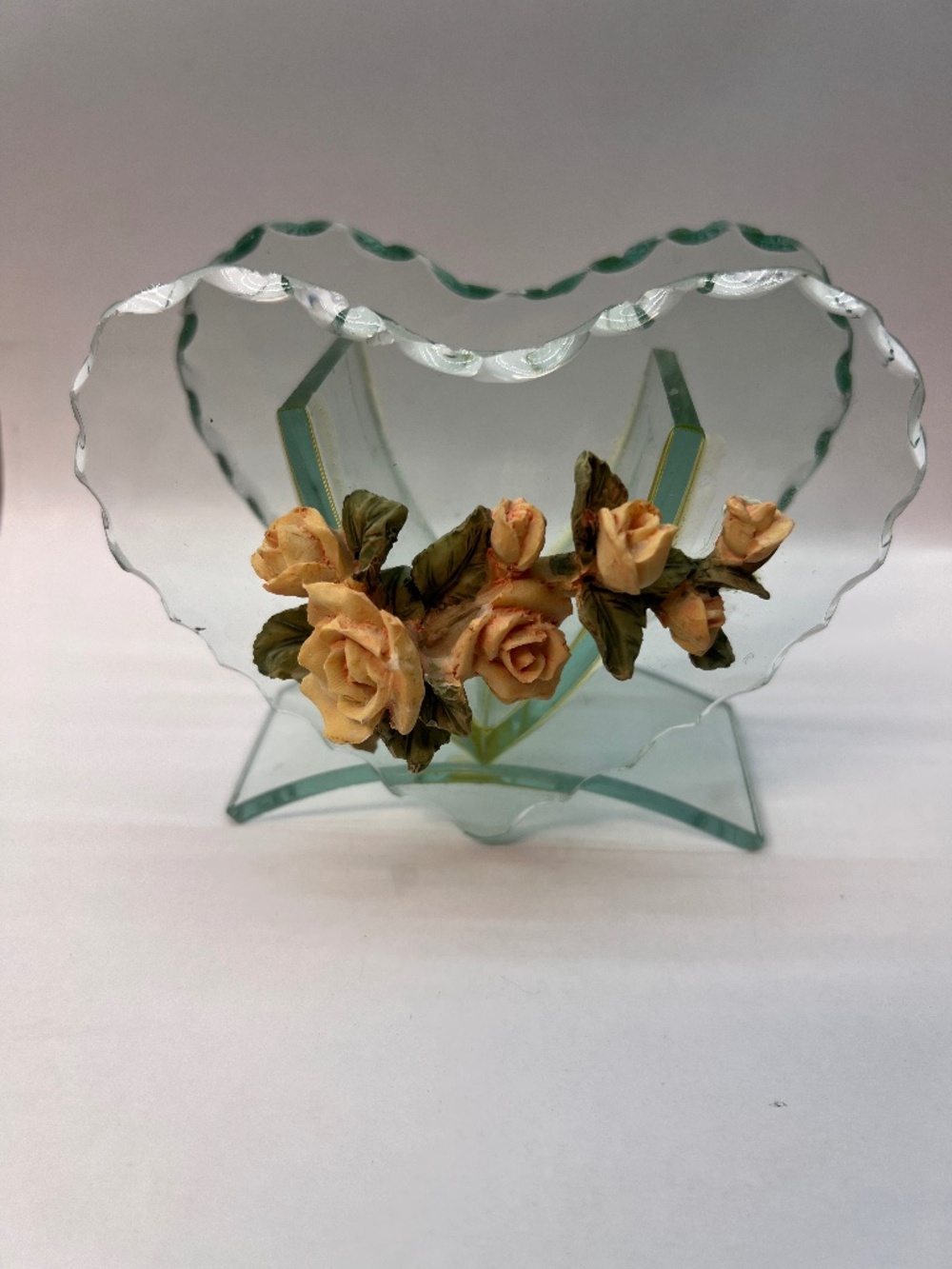 Unique Vintage Hand Cut Hearts, Flowers candle/jewlry holder